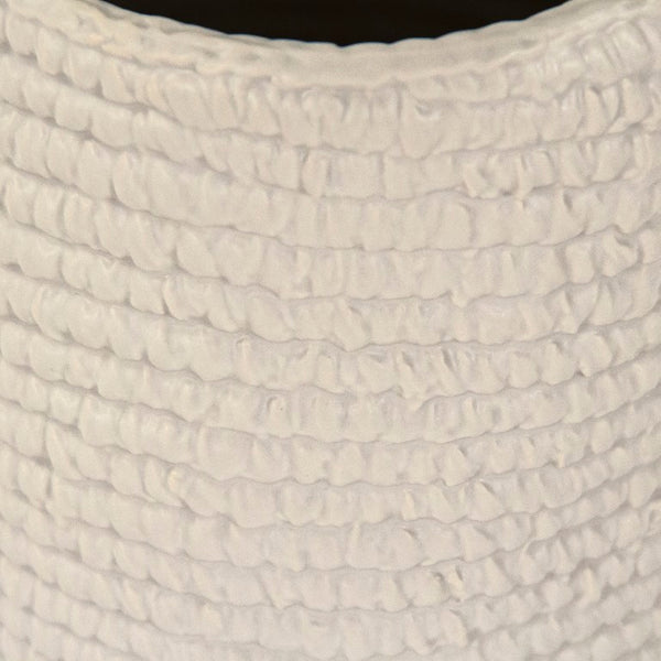 Zentique Grey Grey Cross Weave Bowl Small elegant ceramic centerpiece with textured weave, muted glaze charm W7 x H7.75 x D7 CB3493-20-R604