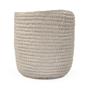 Zentique Grey Grey Cross Weave Bowl Small elegant ceramic centerpiece with textured weave, muted glaze charm W7 x H7.75 x D7 CB3493-20-R604