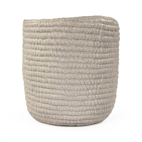 Zentique Grey Grey Cross Weave Bowl Small elegant ceramic centerpiece with textured weave, muted glaze charm W7 x H7.75 x D7 CB3493-20-R604