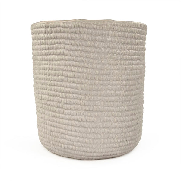 Zentique Grey Grey Cross Weave Bowl Large — Textured Ceramic Centerpiece in Neutral Grey Glaze for Elegant Dining W9.5 x H10 x D9 CB3493-26-R604