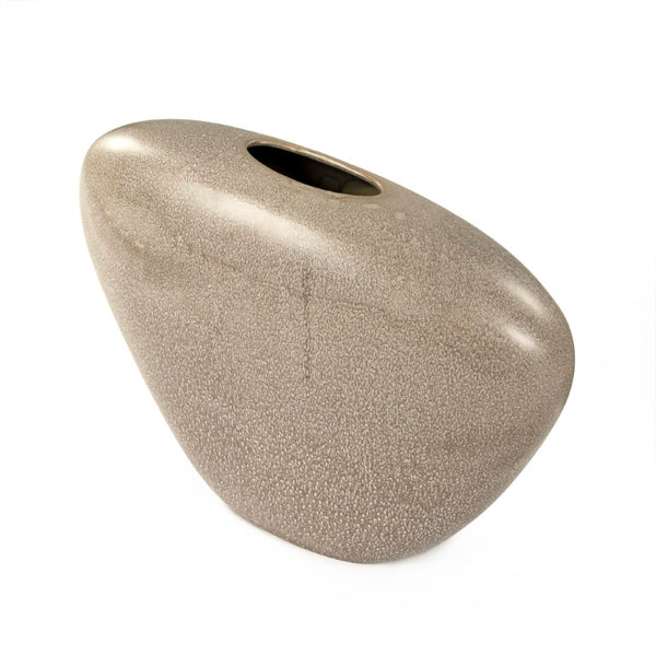 Zentique Splash Grey Asymmetrical Pebble Vase — Hand-Finished Matte Ceramic Sculpture for Dried or Fresh Stems (W13 H10.5 D4 cm) CB3547-26-R694