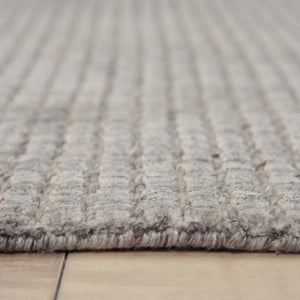 Rizzy Cable CBA698 Hand Loomed Solid/Tone on Tone  Wool Rug Gray 8'6" x 11'6"