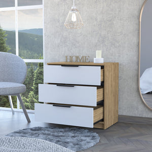 English Elm Kaia 3-Drawer Dresser with Spacious Top and Modern Two-Tone Finish, 27.5" Wide Storage Solution Multicolor 31.1 L x 20.9 W x 3.5 H B20092021