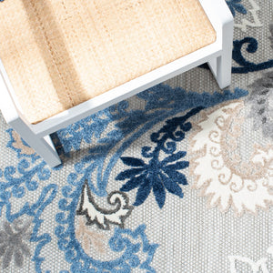 Safavieh Cabana Elegant Grey Blue Runner Rug - Durable, Indoor/Outdoor, Floral Design, 2'2"X13', Timeless Style Grey ,Blue Polypropylene Cbn305f-213