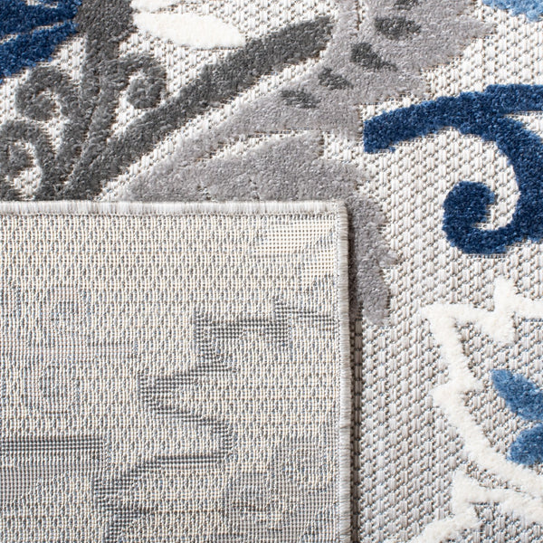 Safavieh Cabana Elegant Grey Blue Runner Rug - Durable, Indoor/Outdoor, Floral Design, 2'2"X13', Timeless Style Grey ,Blue Polypropylene Cbn305f-213