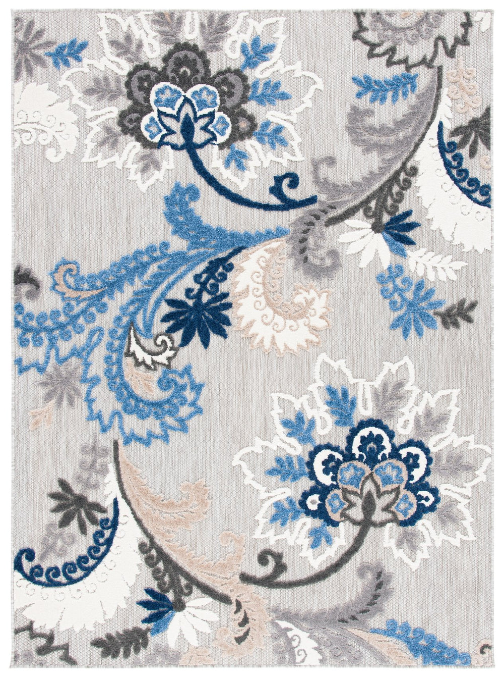 Safavieh Cabana Elegant Grey Blue Runner Rug - Durable, Indoor/Outdoor, Floral Design, 2'2"X13', Timeless Style Grey ,Blue Polypropylene Cbn305f-213