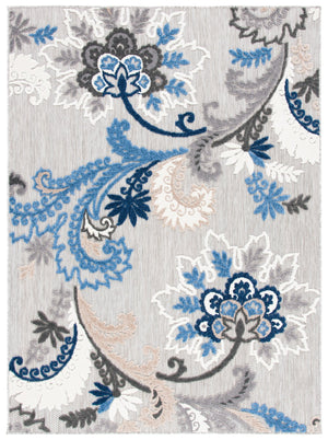 Safavieh Cabana Elegant Grey Blue Runner Rug - Durable, Indoor/Outdoor, Floral Design, 2'2"X13', Timeless Style Grey ,Blue Polypropylene Cbn305f-213