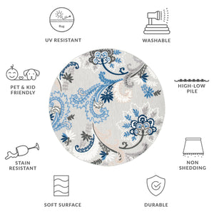 Safavieh Cabana Elegant Grey Blue Runner Rug - Durable, Indoor/Outdoor, Floral Design, 2'2"X13', Timeless Style Grey ,Blue Polypropylene Cbn305f-213