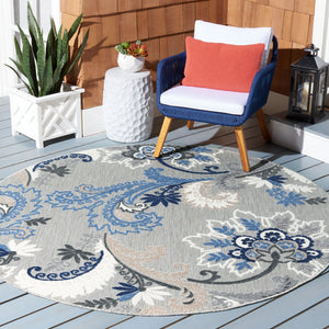 Safavieh Cabana Elegant Grey Blue Runner Rug - Durable, Indoor/Outdoor, Floral Design, 2'2"X13', Timeless Style Grey ,Blue Polypropylene Cbn305f-213