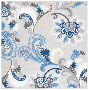 Safavieh Cabana Elegant Grey Blue Runner Rug - Durable, Indoor/Outdoor, Floral Design, 2'2"X13', Timeless Style Grey ,Blue Polypropylene Cbn305f-213