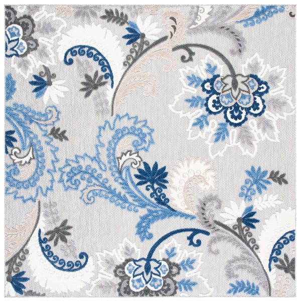 Safavieh Cabana Elegant Grey Blue Runner Rug - Durable, Indoor/Outdoor, Floral Design, 2'2"X13', Timeless Style Grey ,Blue Polypropylene Cbn305f-213