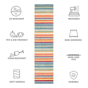 Safavieh Cabana Indoor/Outdoor Area Rug - Cheerful Striped Design For Vibrant Living Spaces And Durability Ivory ,Green Polypropylene Cbn323a-4sq