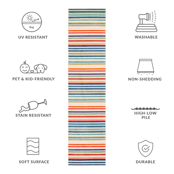 Safavieh Cabana Indoor/Outdoor Area Rug - Cheerful Striped Design For Vibrant Living Spaces And Durability Ivory ,Green Polypropylene Cbn323a-4sq