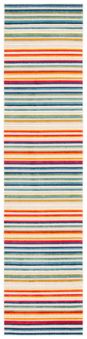 Safavieh Cabana Contemporary Ivory And Green Striped Runner Rug — Low 1/4" Pile, Durable Power-Loomed Design 2'-2" x 21'-0" CBN323A-221