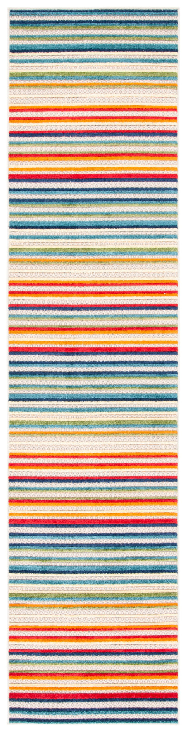 Safavieh Cabana Contemporary Ivory And Green Striped Runner Rug — Low 1/4" Pile, Durable Power-Loomed Design 2'-2" x 21'-0" CBN323A-221