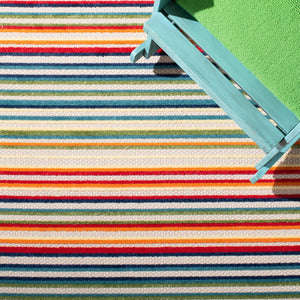 Safavieh Cabana Indoor/Outdoor Area Rug - Cheerful Striped Design For Vibrant Living Spaces And Durability Ivory ,Green Polypropylene Cbn323a-4sq