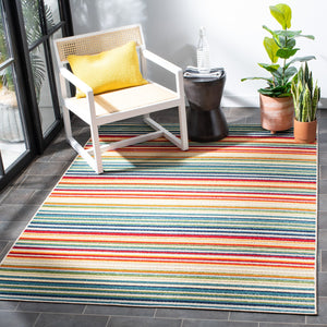 Safavieh Cabana Contemporary Ivory And Green Striped Runner Rug — Low 1/4" Pile, Durable Power-Loomed Design 2'-2" x 21'-0" CBN323A-221