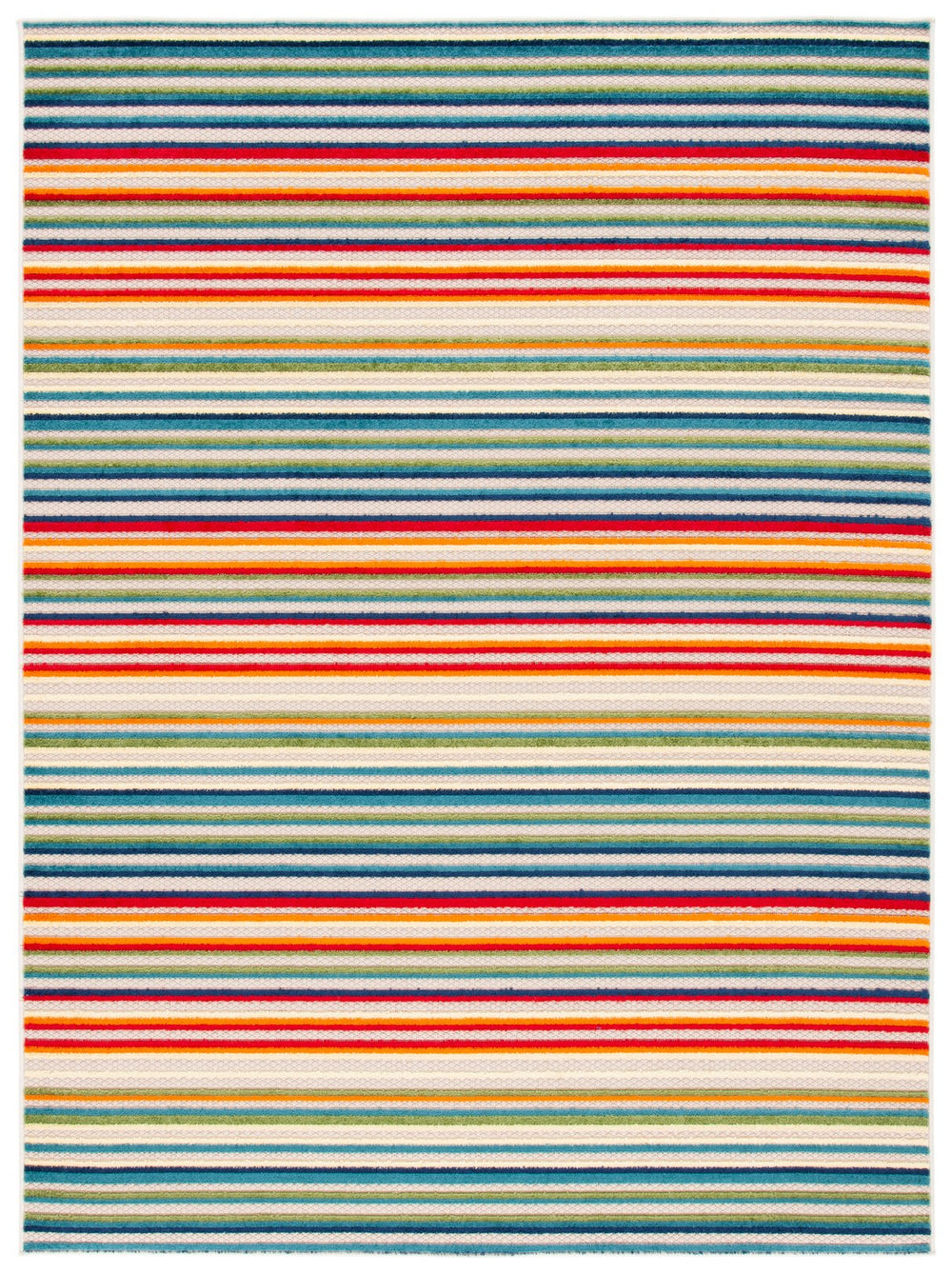 Safavieh Cabana Indoor/Outdoor Area Rug - Cheerful Striped Design For Vibrant Living Spaces And Durability Ivory ,Green Polypropylene Cbn323a-4sq