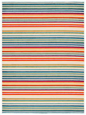 Safavieh Cabana Indoor/Outdoor Area Rug - Cheerful Striped Design For Vibrant Living Spaces And Durability Ivory ,Green Polypropylene Cbn323a-4sq
