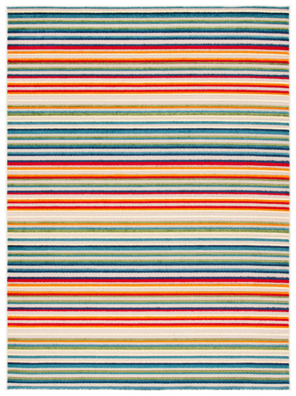 Safavieh Cabana Indoor/Outdoor Area Rug - Cheerful Striped Design For Vibrant Living Spaces And Durability Ivory ,Green Polypropylene Cbn323a-4sq