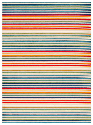 Safavieh Cabana Contemporary Ivory And Green Striped Runner Rug — Low 1/4" Pile, Durable Power-Loomed Design 2'-2" x 21'-0" CBN323A-221
