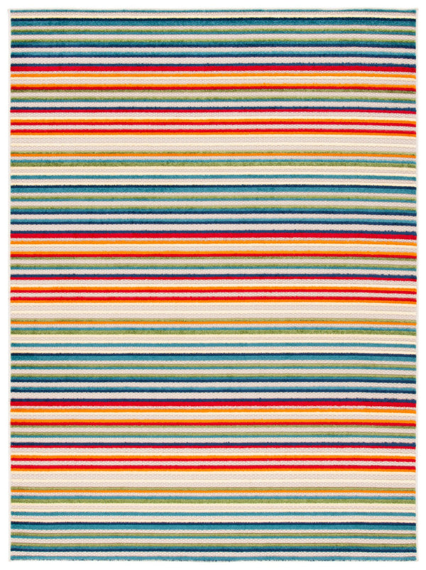Safavieh Cabana Contemporary Ivory And Green Striped Runner Rug — Low 1/4" Pile, Durable Power-Loomed Design 2'-2" x 21'-0" CBN323A-221