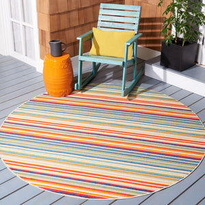 Safavieh Cabana Indoor/Outdoor Area Rug - Cheerful Striped Design For Vibrant Living Spaces And Durability Ivory ,Green Polypropylene Cbn323a-4sq