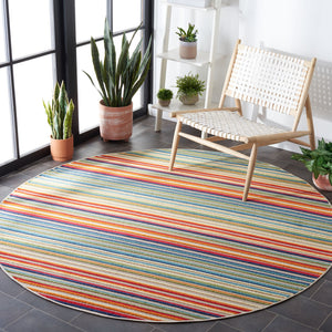 Safavieh Cabana Contemporary Ivory And Green Striped Runner Rug — Low 1/4" Pile, Durable Power-Loomed Design 2'-2" x 21'-0" CBN323A-221