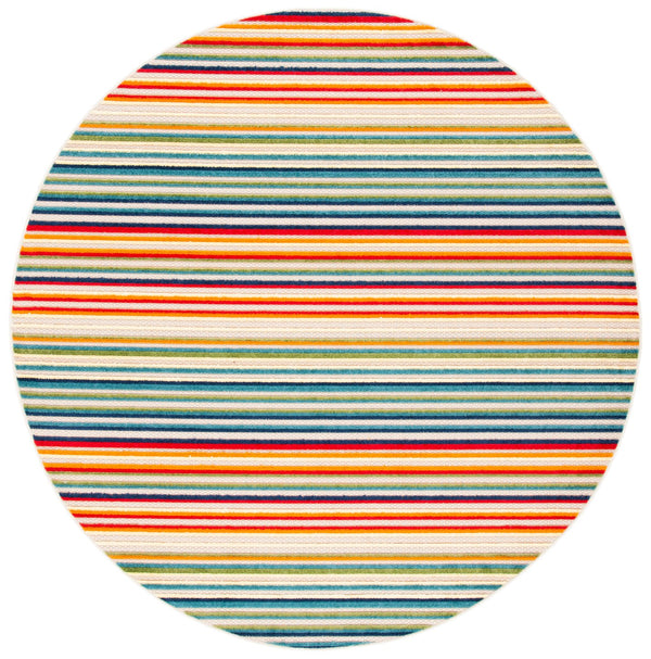 Safavieh Cabana Indoor/Outdoor Area Rug - Cheerful Striped Design For Vibrant Living Spaces And Durability Ivory ,Green Polypropylene Cbn323a-4sq