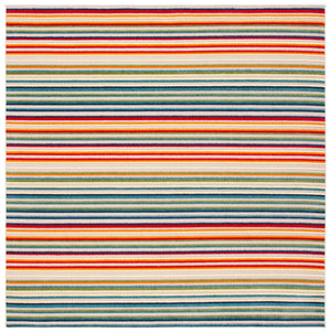 Safavieh Cabana Indoor/Outdoor Area Rug - Cheerful Striped Design For Vibrant Living Spaces And Durability Ivory ,Green Polypropylene Cbn323a-4sq