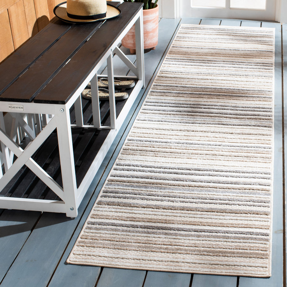 Safavieh Cabana Round Ivory Grey Area Rug — Power‑Loomed, Low‑Profile Durable Polypropylene For High‑Traffic Spaces 5'-3" x 5'-3" CBN323B-5R
