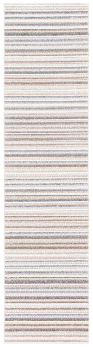 Safavieh Cabana Ivory Grey Striped Area Rug — Low-Profile Durable Polypropylene, Fade-Resistant Modern Accent 5'-3" x 5'-3" CBN323B-5SQ