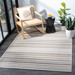Safavieh Cabana Ivory Grey Striped Area Rug — Low-Profile Durable Polypropylene, Fade-Resistant Modern Accent 5'-3" x 5'-3" CBN323B-5SQ