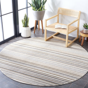 Safavieh Cabana Contemporary Ivory And Grey Striped Rug — Low-Pile, Stain-Resistant Power-Loomed Turkish Design 6'-7" x 9'-0" CBN323B-7