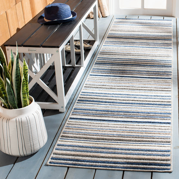 Safavieh Cabana Contemporary Grey & Blue Area Rug — Low-Profile 1/4" Pile, Durable Power-Loomed Turkish Craftsmanship 6'-0" x 8'-0" CBN323F-68