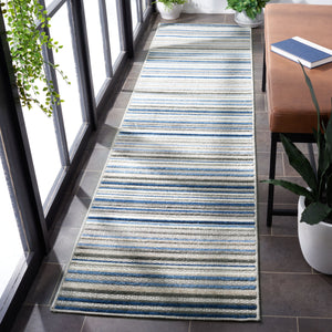 Safavieh Cabana Contemporary Grey And Blue Striped Runner — Durable Power-Loomed Polypropylene, Low-Profile 2'-2" x 13'-0" CBN323F-213