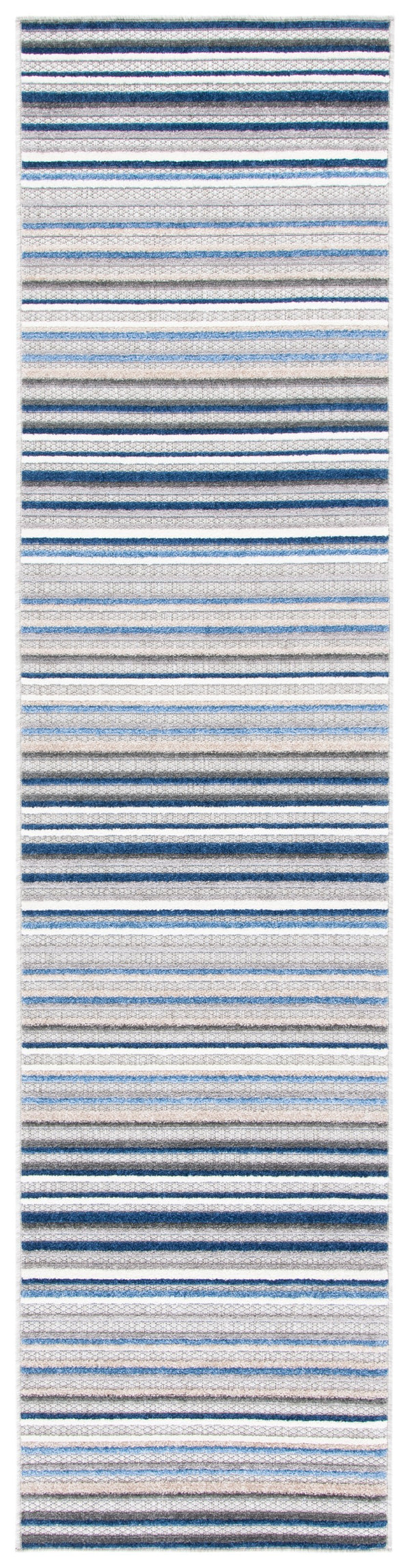 Safavieh Cabana Contemporary Grey And Blue Striped Runner — Durable Power-Loomed Polypropylene, Low-Profile 2'-2" x 13'-0" CBN323F-213