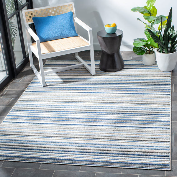 Safavieh Cabana Contemporary Grey & Blue Area Rug — Low-Profile 1/4" Pile, Durable Power-Loomed Turkish Craftsmanship 6'-0" x 8'-0" CBN323F-68