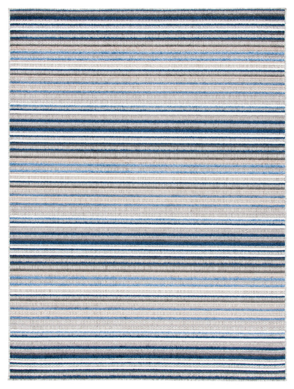 Safavieh Cabana Contemporary Grey And Blue Striped Runner — Durable Power-Loomed Polypropylene, Low-Profile 2'-2" x 13'-0" CBN323F-213