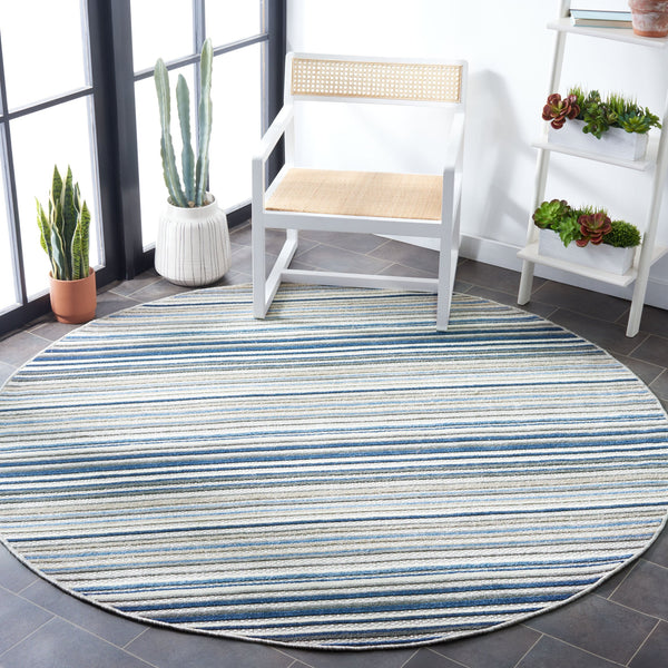 Safavieh Cabana Contemporary Grey & Blue Area Rug — Low-Profile 1/4" Pile, Durable Power-Loomed Turkish Craftsmanship 6'-0" x 8'-0" CBN323F-68