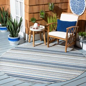 Safavieh Cabana Contemporary Grey And Blue Striped Runner — Durable Power-Loomed Polypropylene, Low-Profile 2'-2" x 13'-0" CBN323F-213
