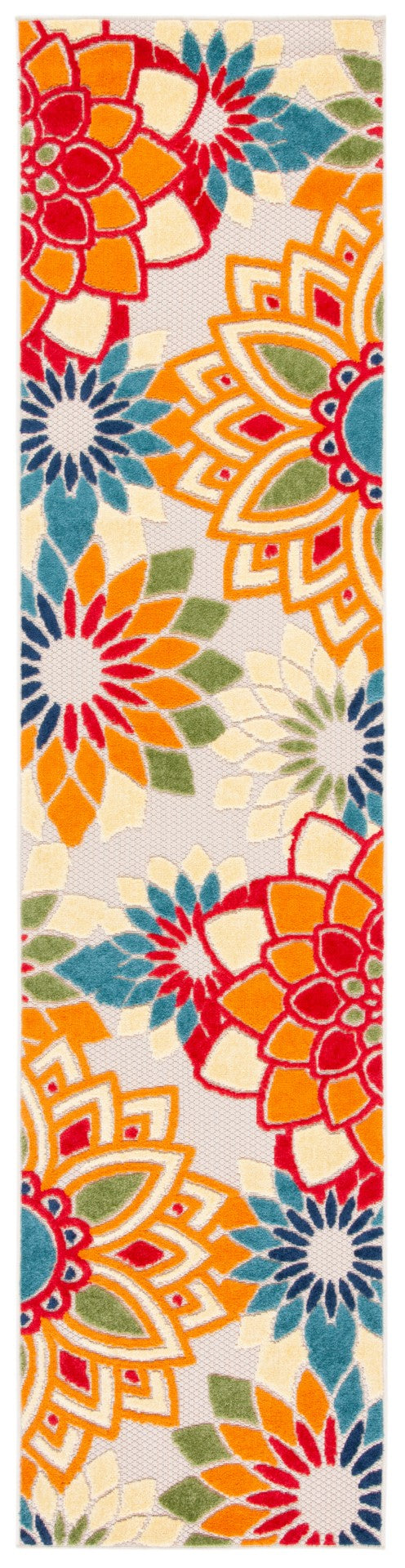 Safavieh Cabana 328 Power Loomed Indoor / Outdoor Rug Ivory / Orange 2'-2" x 15'