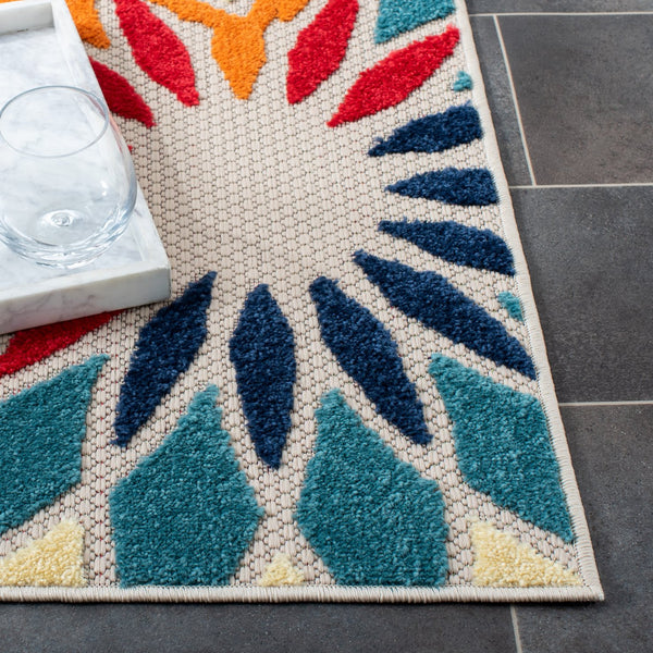 Safavieh Cabana Vibrant Floral Area Rug In Elegant Ivory And Orange For Indoor Or Outdoor Spaces Ivory ,Orange Polypropylene Cbn328a-10sq
