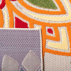 Safavieh Cabana Vibrant Floral Area Rug In Elegant Ivory And Orange For Indoor Or Outdoor Spaces Ivory ,Orange Polypropylene Cbn328a-10sq
