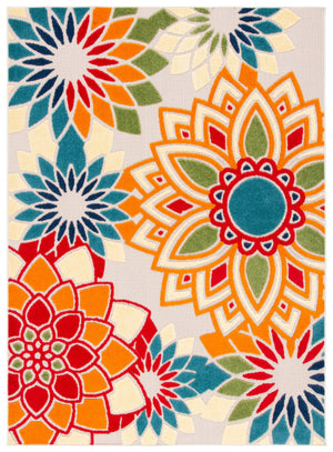 Safavieh Cabana Contemporary Ivory And Orange Area Rug – Power-Loomed, Low-Profile, Stain-Resistant Accent Rug For Living Spaces 6'-0" x 8'-0" CBN328A-68