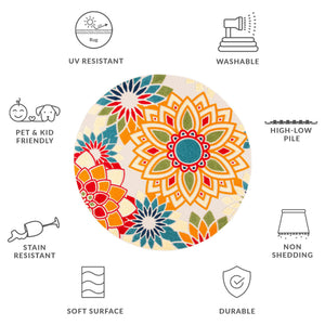 Safavieh Cabana Vibrant Floral Area Rug In Elegant Ivory And Orange For Indoor Or Outdoor Spaces Ivory ,Orange Polypropylene Cbn328a-10sq