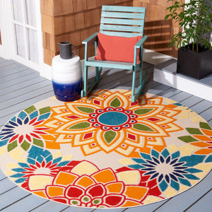 Safavieh Cabana Vibrant Floral Area Rug In Elegant Ivory And Orange For Indoor Or Outdoor Spaces Ivory ,Orange Polypropylene Cbn328a-10sq