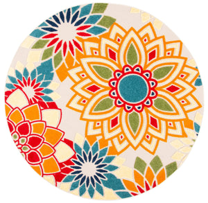 Safavieh Cabana Vibrant Floral Area Rug In Elegant Ivory And Orange For Indoor Or Outdoor Spaces Ivory ,Orange Polypropylene Cbn328a-10sq