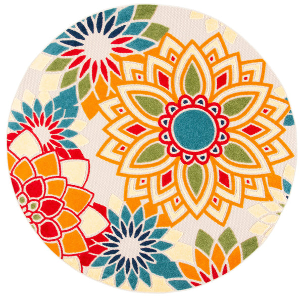Safavieh Cabana Contemporary Ivory And Orange Area Rug – Power-Loomed, Low-Profile, Stain-Resistant Accent Rug For Living Spaces 6'-0" x 8'-0" CBN328A-68