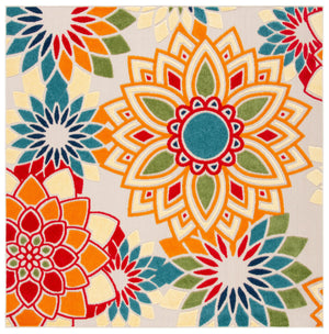 Safavieh Cabana Vibrant Floral Area Rug In Elegant Ivory And Orange For Indoor Or Outdoor Spaces Ivory ,Orange Polypropylene Cbn328a-10sq